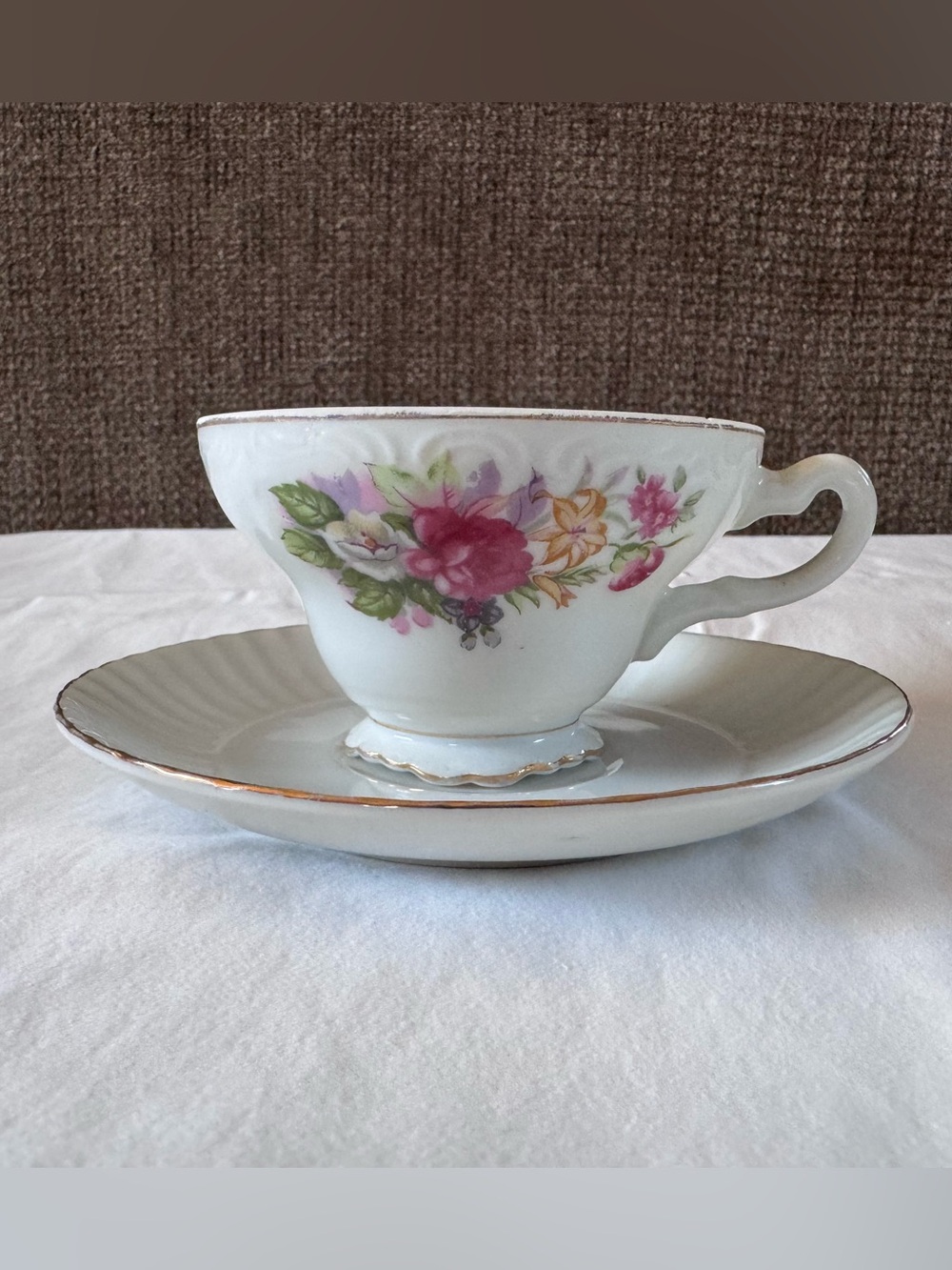 Floral Bone China Teacup and Saucer Set